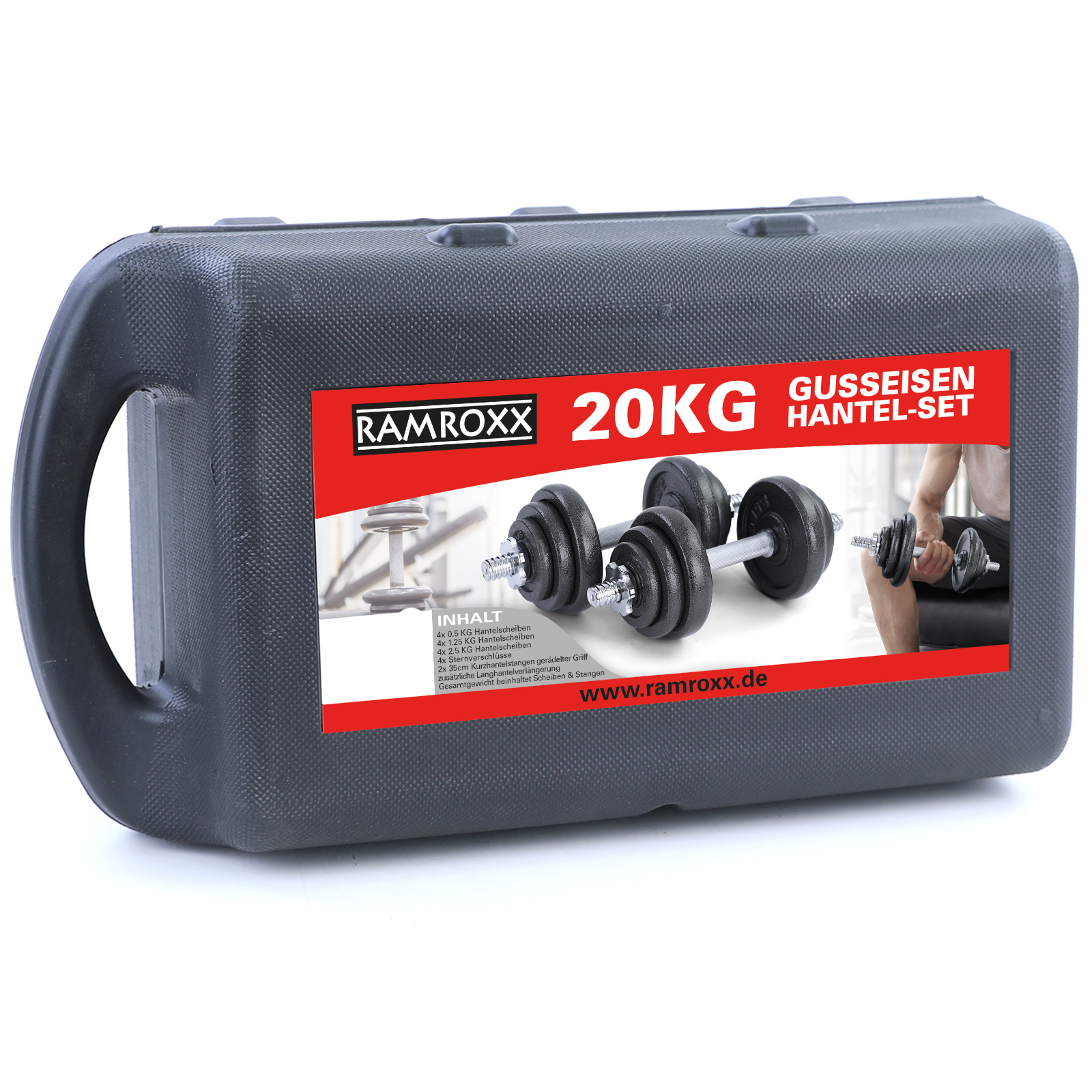 20 kg professionele dumbbell halterset zwart gietijzer