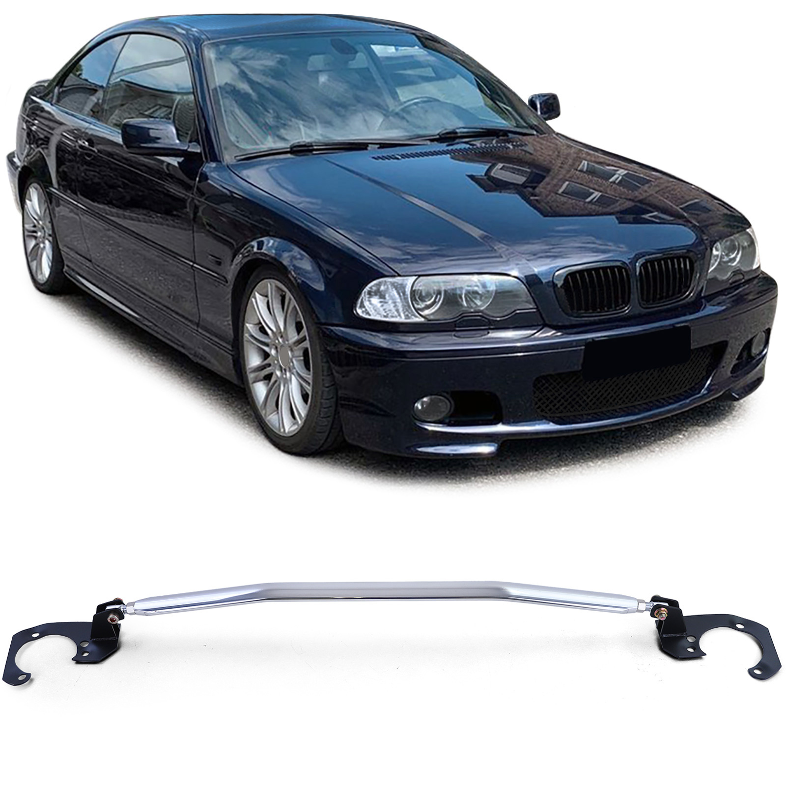 Aluminium veerpootbrug voorzijde 3-delig verstelbaar passend voor BMW 3-serie E46 316 318 vanaf 98