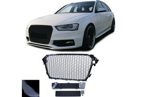 Honingraat grille zonder embleem zwart glans geschikt voor Audi A4 B8 8K Facelift 11-15
