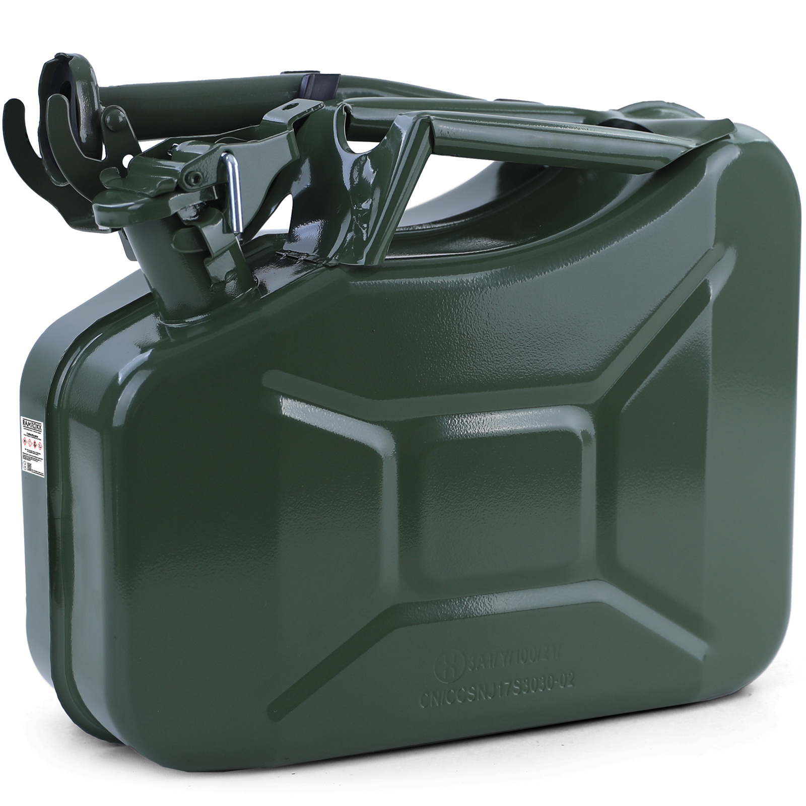 10L metalen jerrycan benzine diesel reserve met vulhals Groen