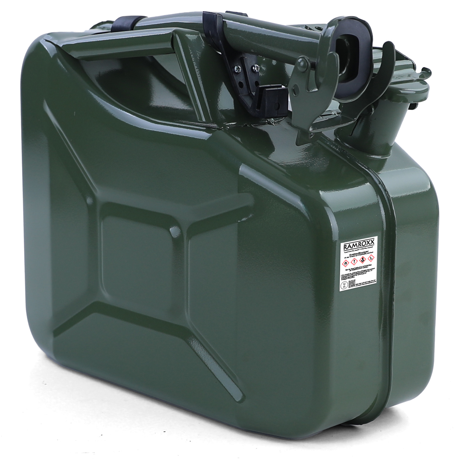 10L metalen jerrycan benzine diesel reserve met vulhals Groen
