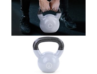 12 kg Kettlebell Kettlebell Swing Halter Gietijzer Zwart Vinyl Grijs
