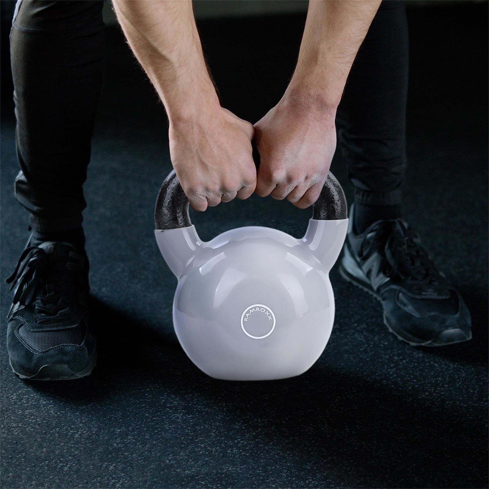 12 kg Kettlebell Kettlebell Swing Halter Gietijzer Zwart Vinyl Grijs
