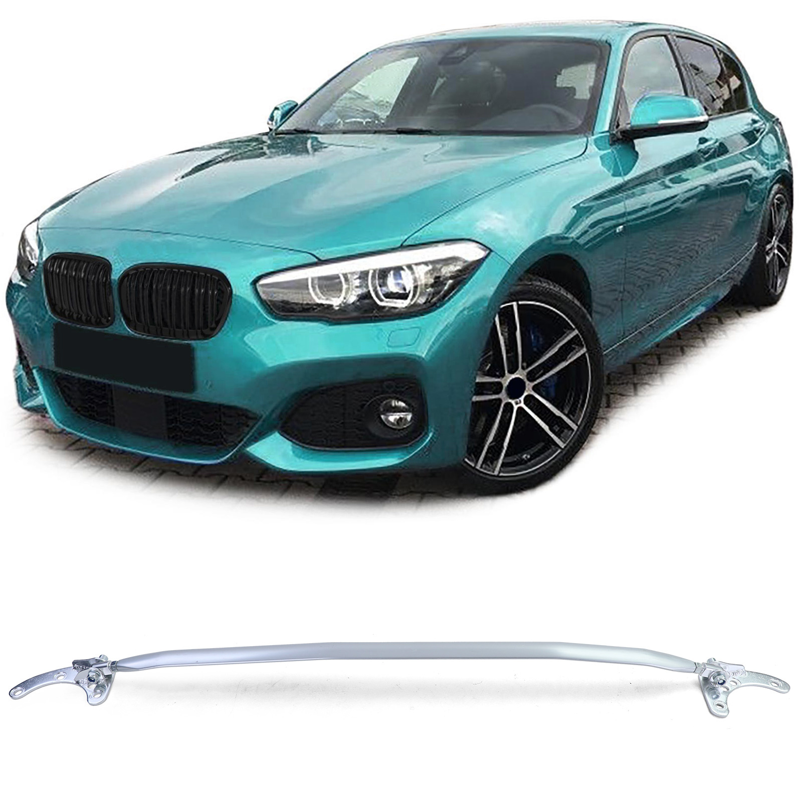 Aluminium veerpootbrug verstelbaar gepolijst passend voor BMW 1 Serie F20 F21 10-19