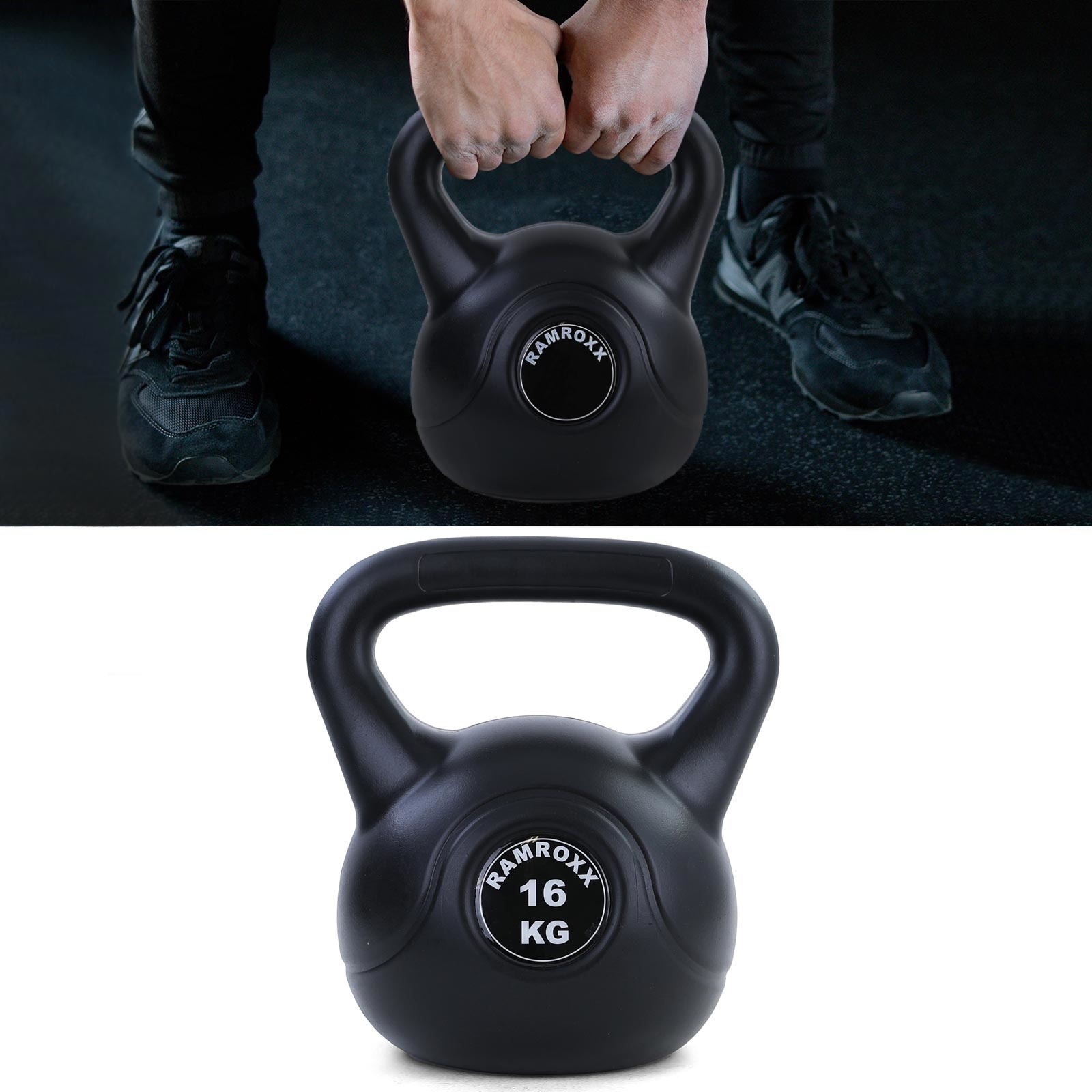 16 kg vinyl kettlebell swing dumbbell zwart