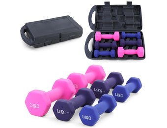 10kg fitness vinyl dumbbell set 2x1kg 2x1.5kg 2x2.5kg gym dumbbells dumbbell