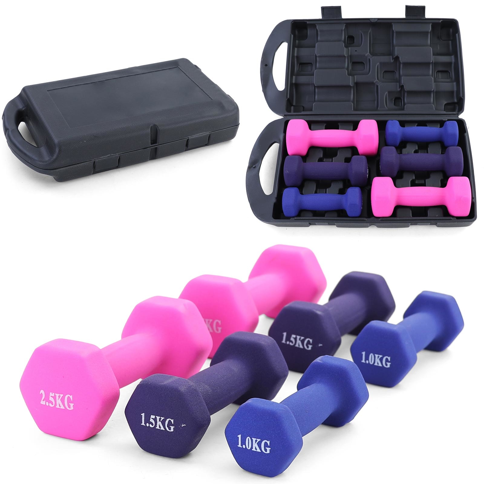10kg fitness vinyl dumbbell set 2x1kg 2x1.5kg 2x2.5kg gym dumbbells dumbbell