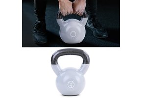 16kg Kettlebell Kettlebell Swing Bar Gietijzer Zwart Vinyl Grijs