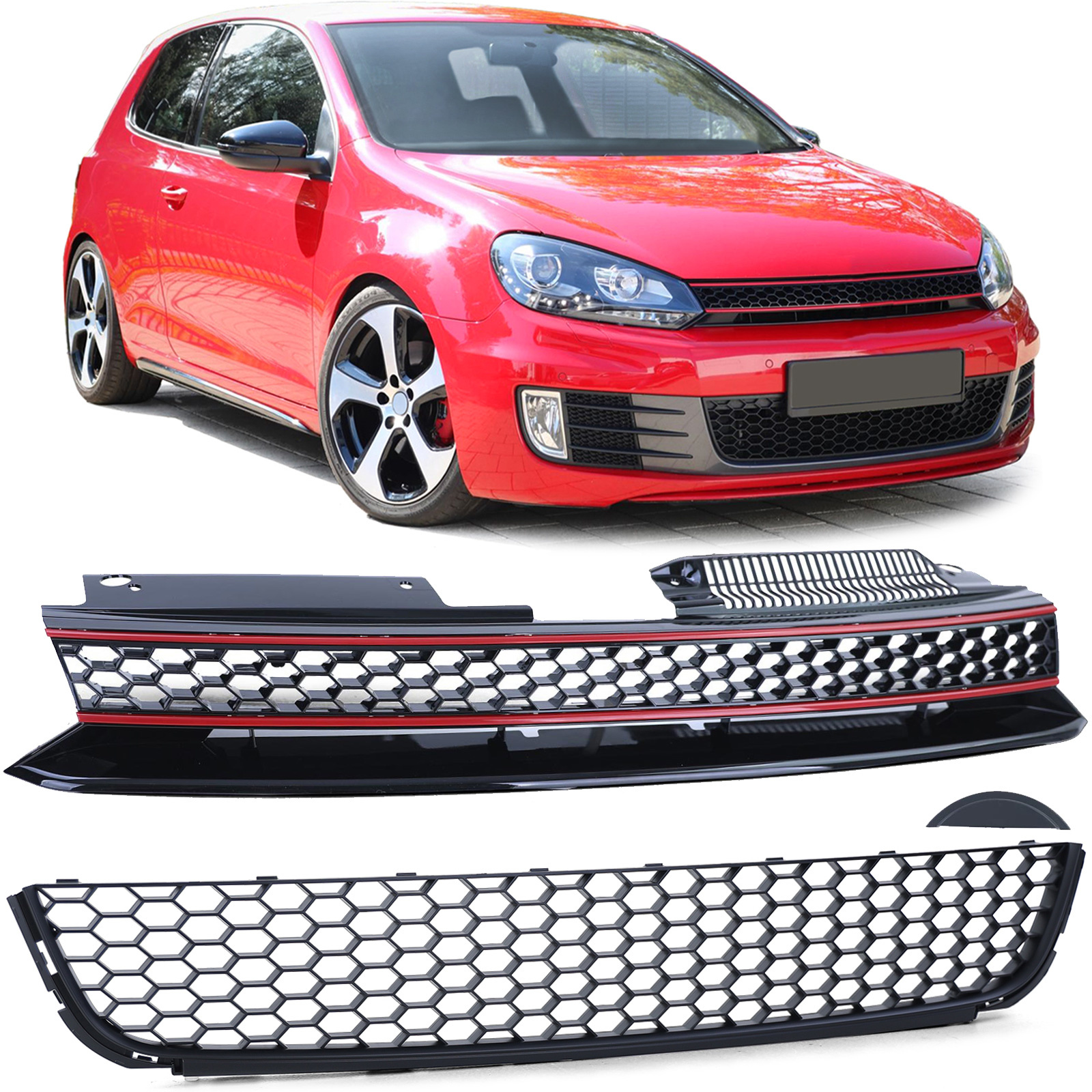Honingraatgrille zonder embleem met bumpergrille voor VW Golf 6 ook GTI 08-13