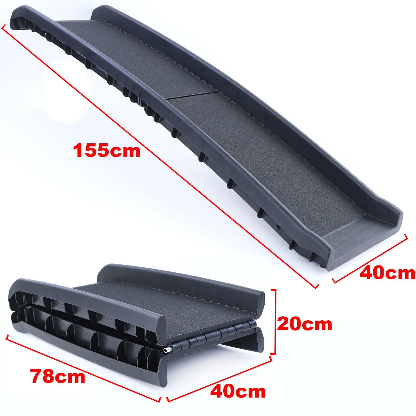 Auto hondenloopplank instaphulp antislip opvouwbaar zwart 155x40cm tot 90kg