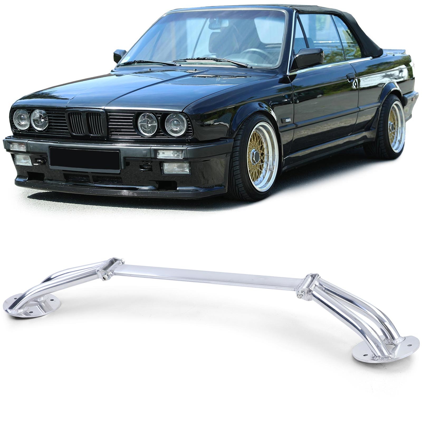 Aluminium veerpootbrug voorzijde 3-delig verstelbaar passend voor BMW 3 Serie E30 83-91