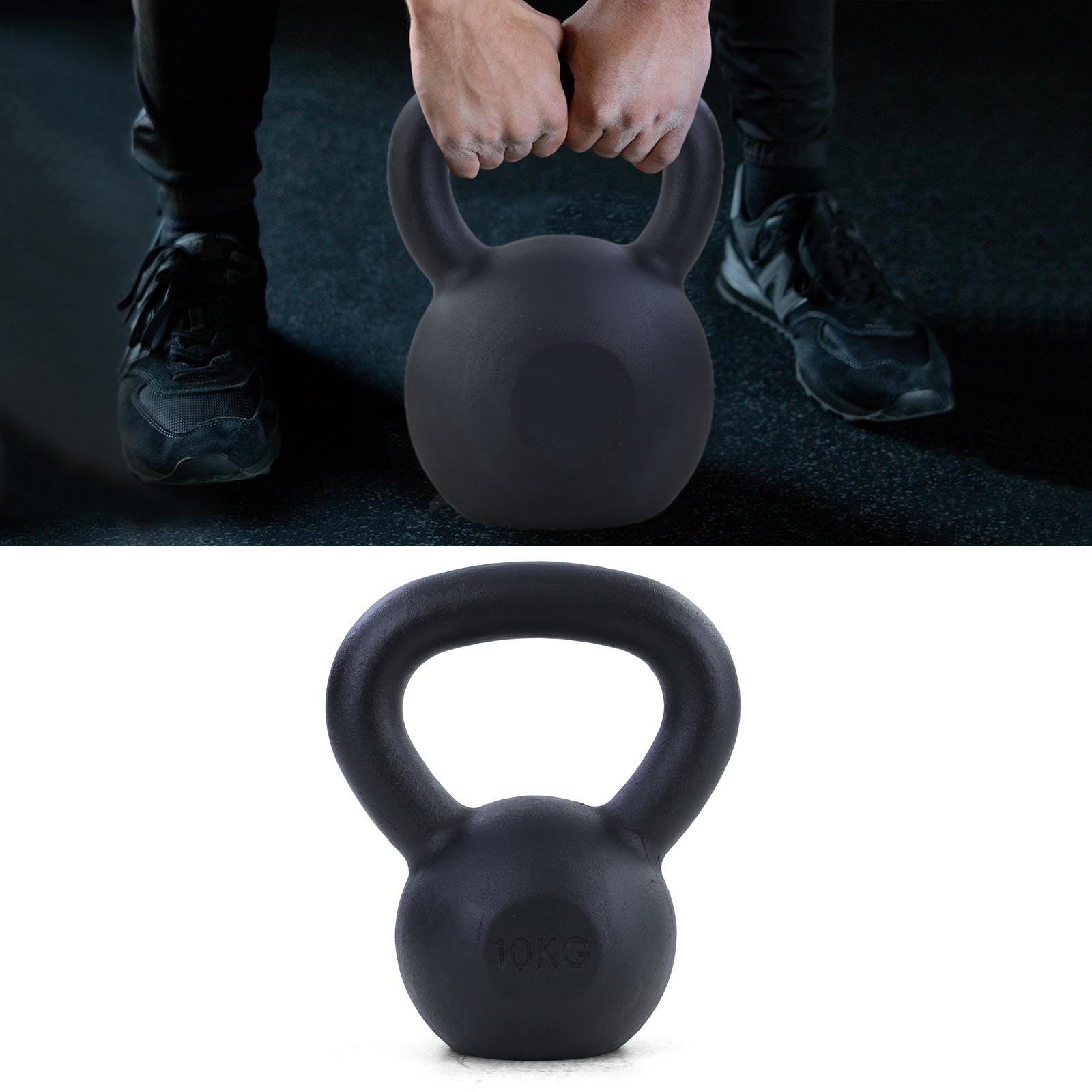 10 kg premium gietijzeren kettlebell swing dumbbell zwart