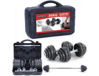 30 kg professionele dumbbell halterset zwart gietijzer