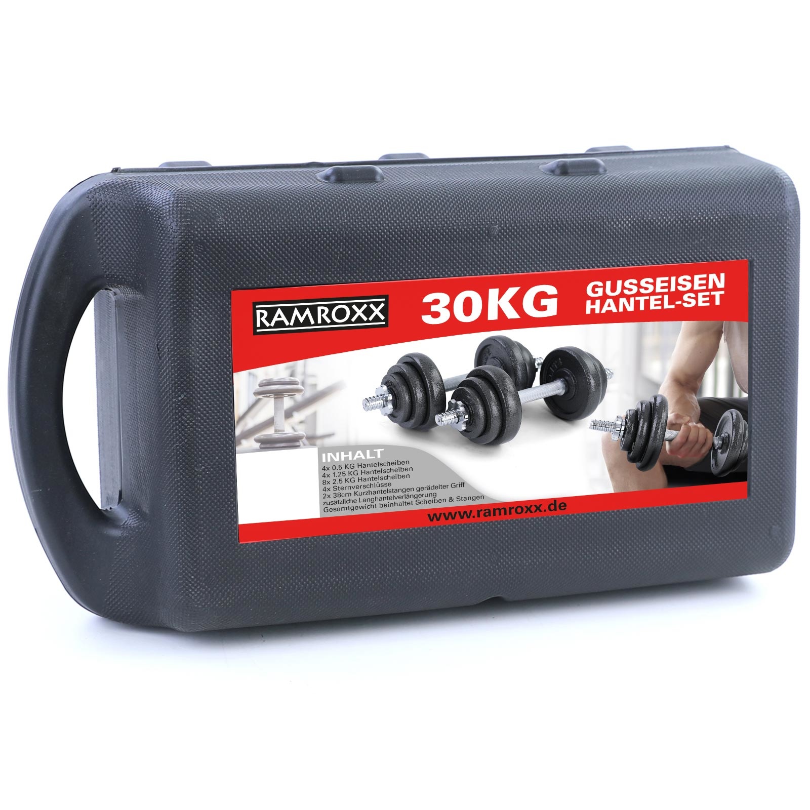 30 kg professionele dumbbell halterset zwart gietijzer