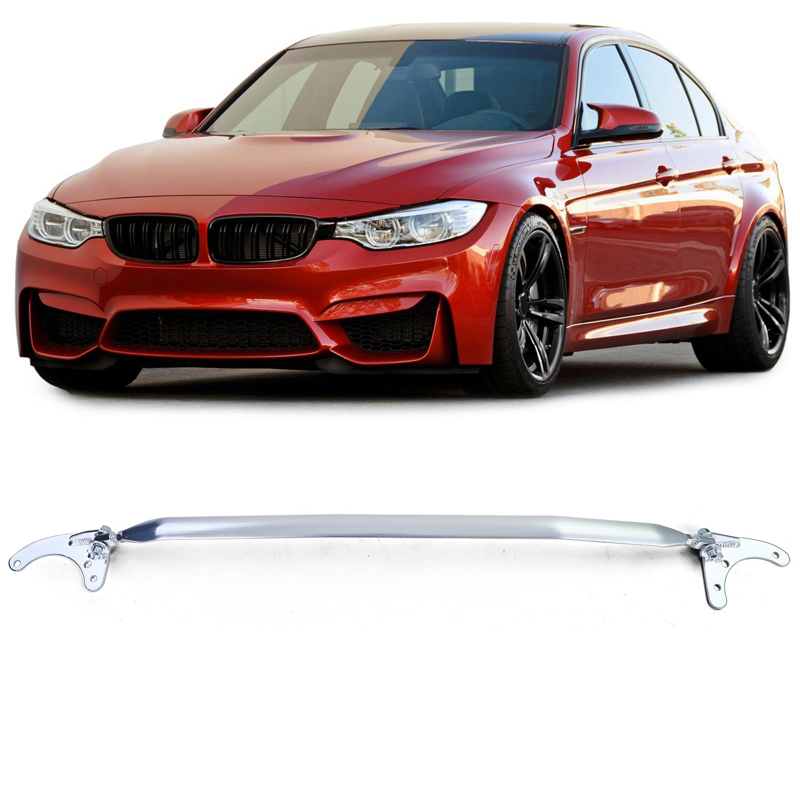 Aluminium veerpootbrug voorzijde 3-delig verstelbaar passend voor BMW 3-serie F30 F31 vanaf 11