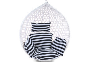 Kussen voor hangstoel incl. rugdeel 2-delig stijl zwart wit gestreept