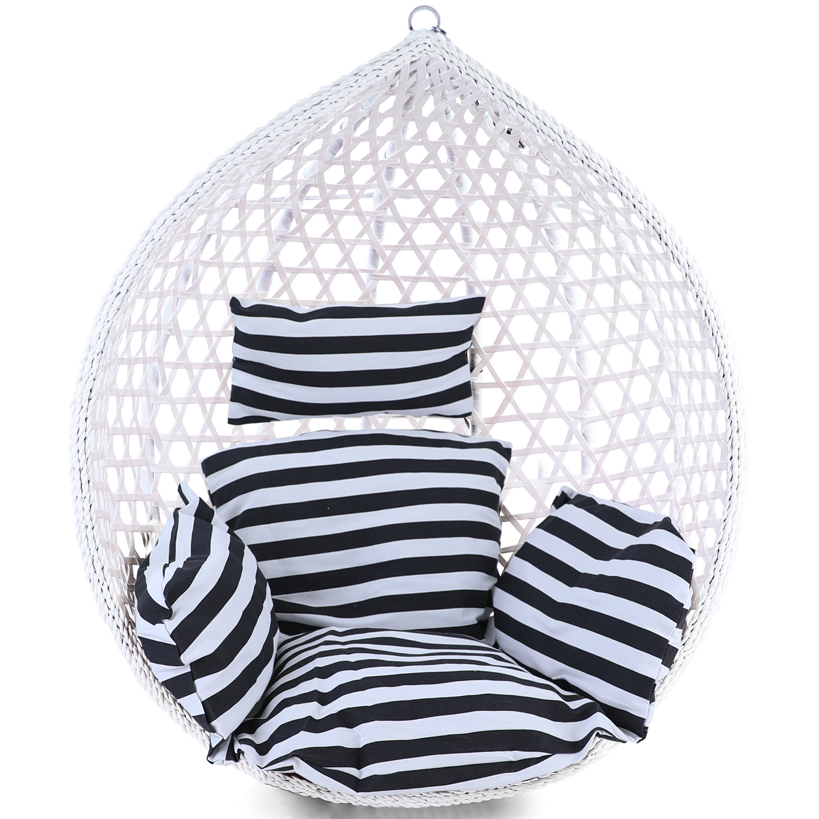 Kussen voor hangstoel incl. rugdeel 2-delig stijl zwart wit gestreept