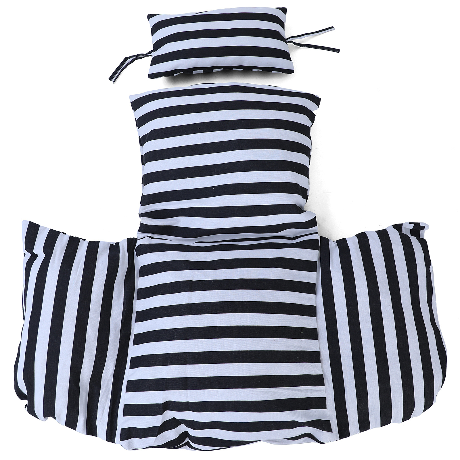 Kussen voor hangstoel incl. rugdeel 2-delig stijl zwart wit gestreept