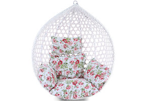 Kussen voor hangstoelmand incl. rugdeel 2-delige set bloemmotief