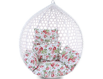 Kussen voor hangstoelmand incl. rugdeel 2-delige set bloemmotief