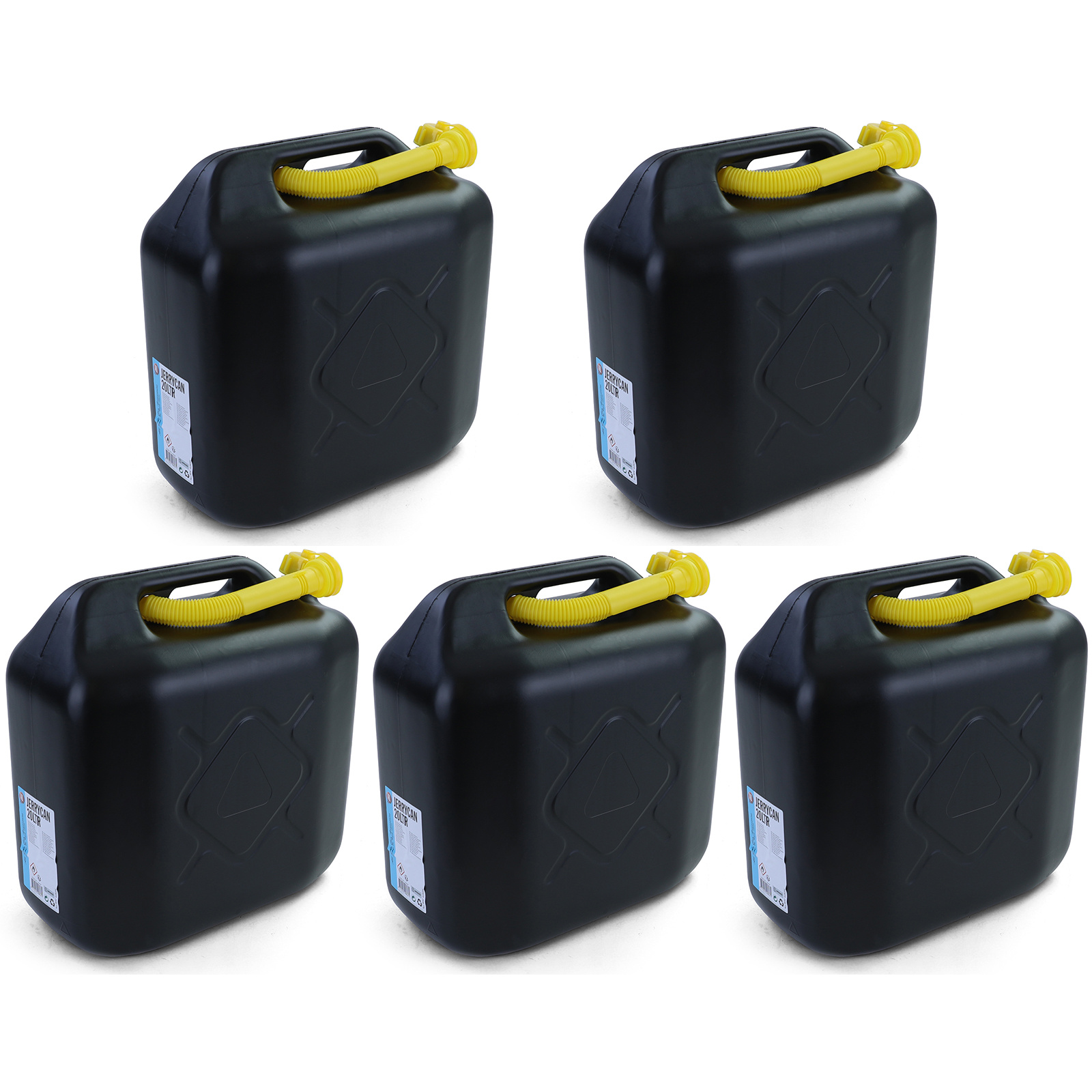 5x 20L brandstof benzine diesel EU jerrycan reserve UN goedkeuring kunststof