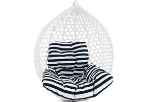 Kussen voor hangstoel incl. rugdeel 2-delig leuk zwart wit gestreept