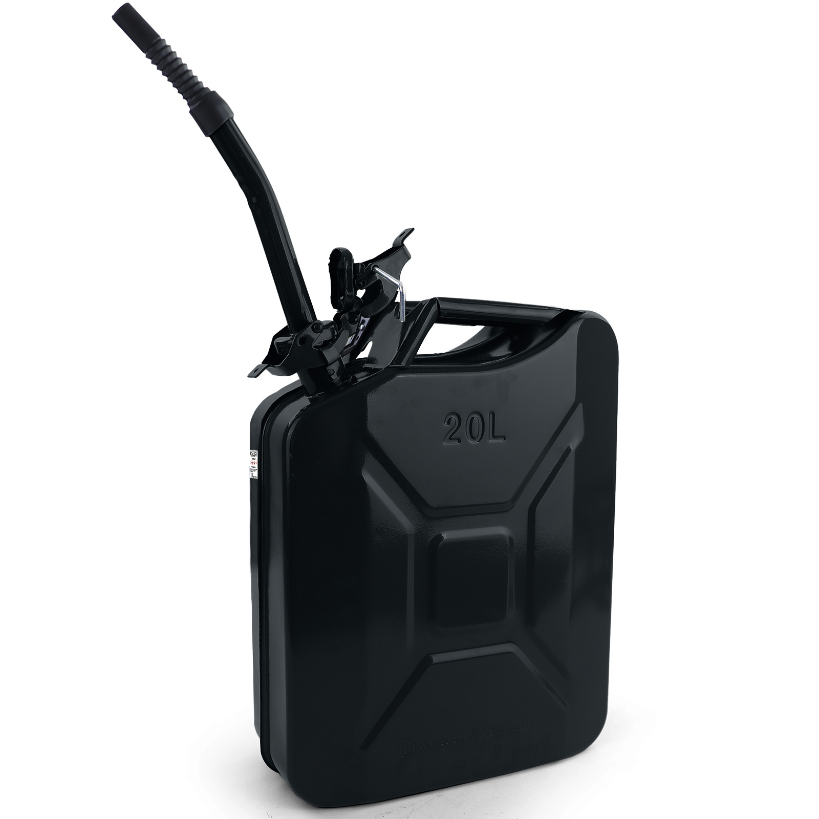 20L metalen jerrycan benzine diesel reserve met vulhals en houder zwart
