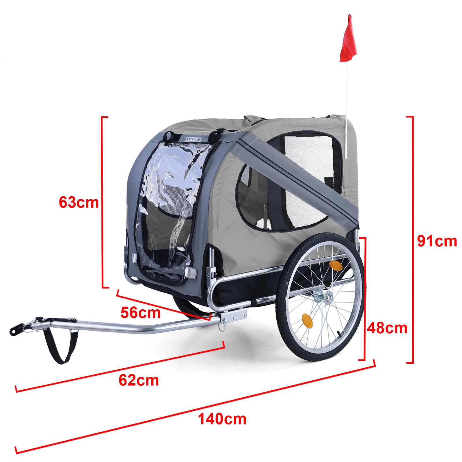 Fietskar hondenkar opvouwbaar voor huisdieren tot 40 kg grijs