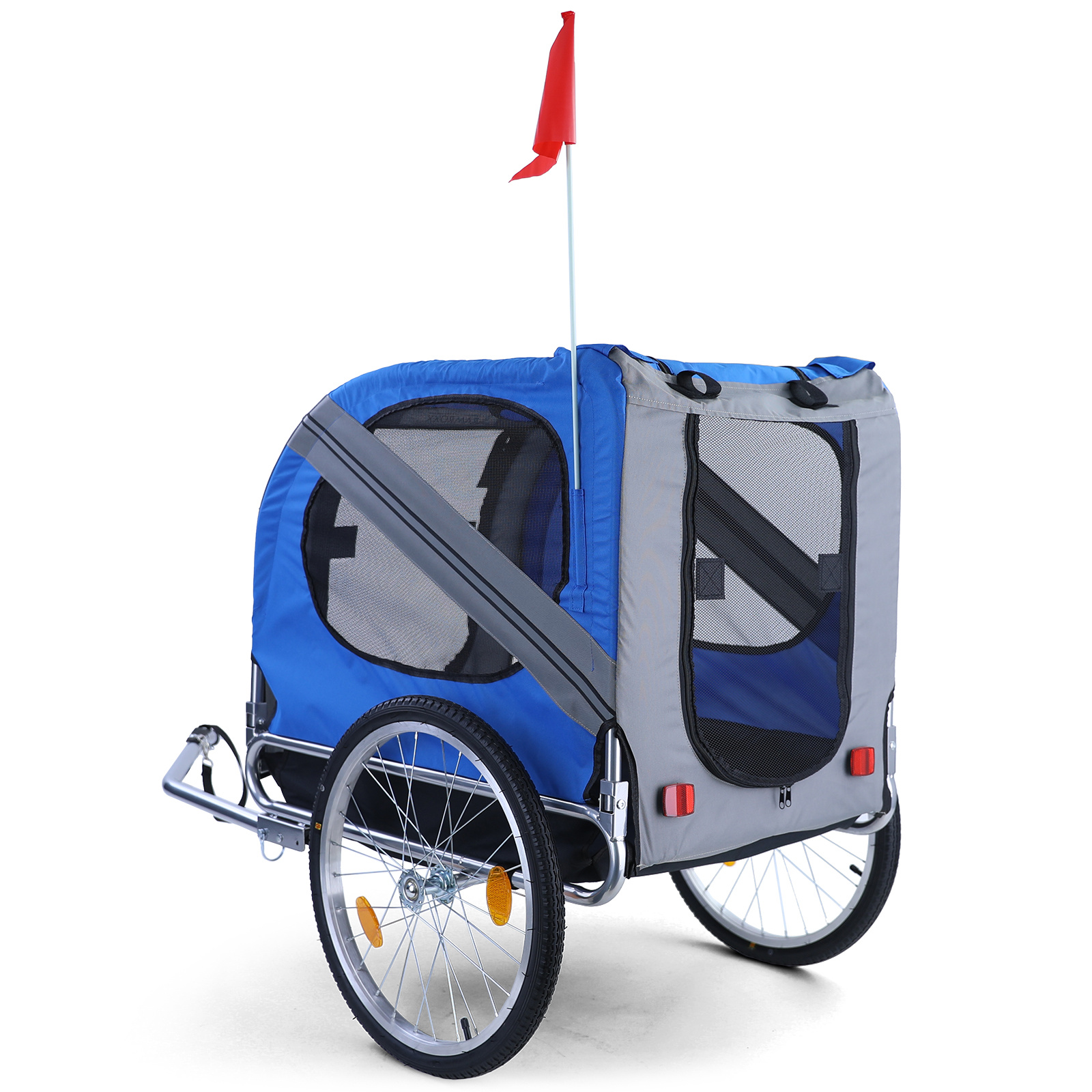 Fietskar hondenkar opvouwbaar voor huisdieren tot 40 kg grijs blauw