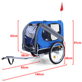 Fietskar hondenkar opvouwbaar voor huisdieren tot 40 kg grijs blauw