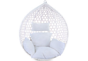 Kussen voor hangstoelmand incl. rugdeel 2-delige set stijl wit