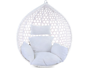Kussen voor hangstoelmand incl. rugdeel 2-delige set stijl wit