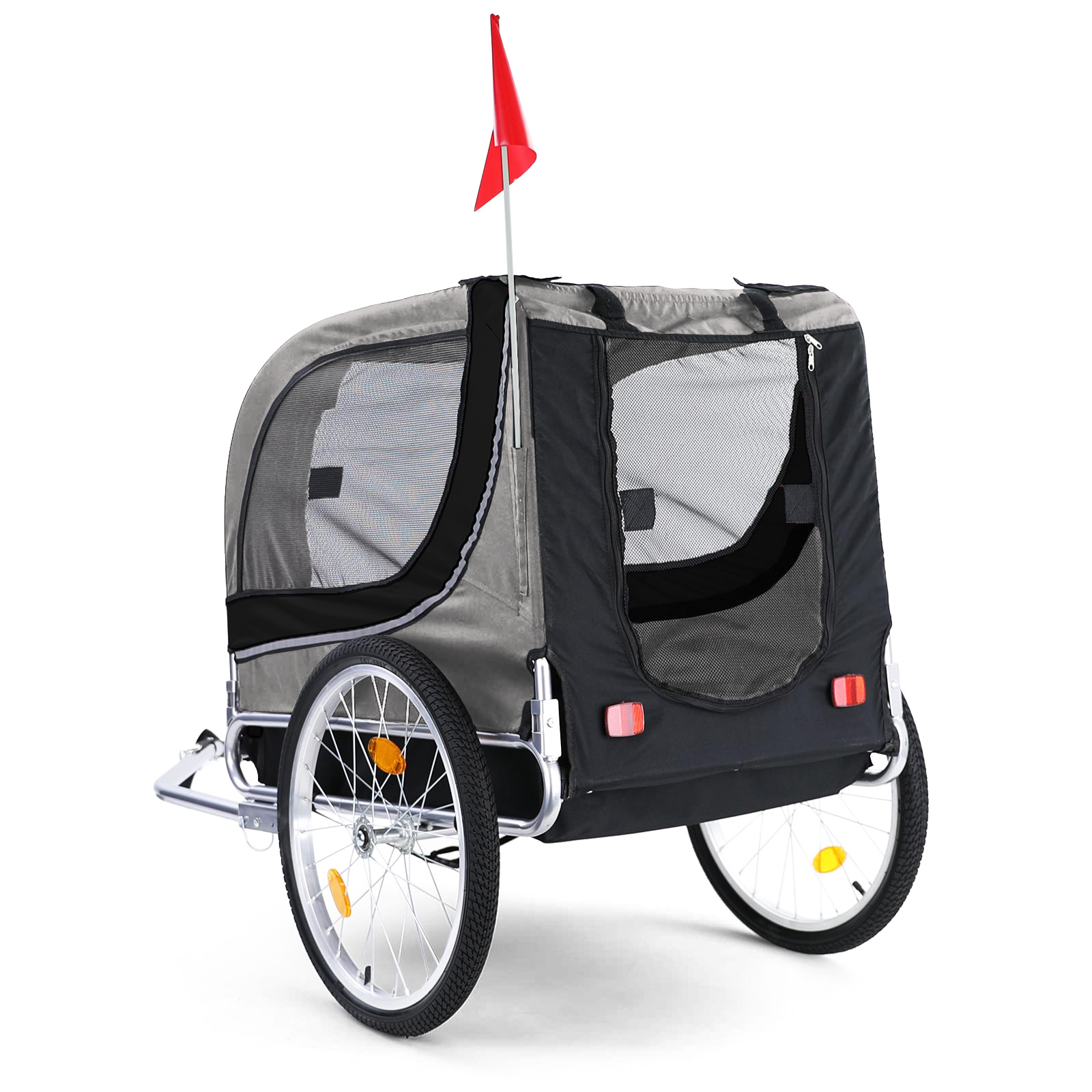 Fietskar hondenkar opvouwbaar voor huisdieren grijs zwart tot 40 kg