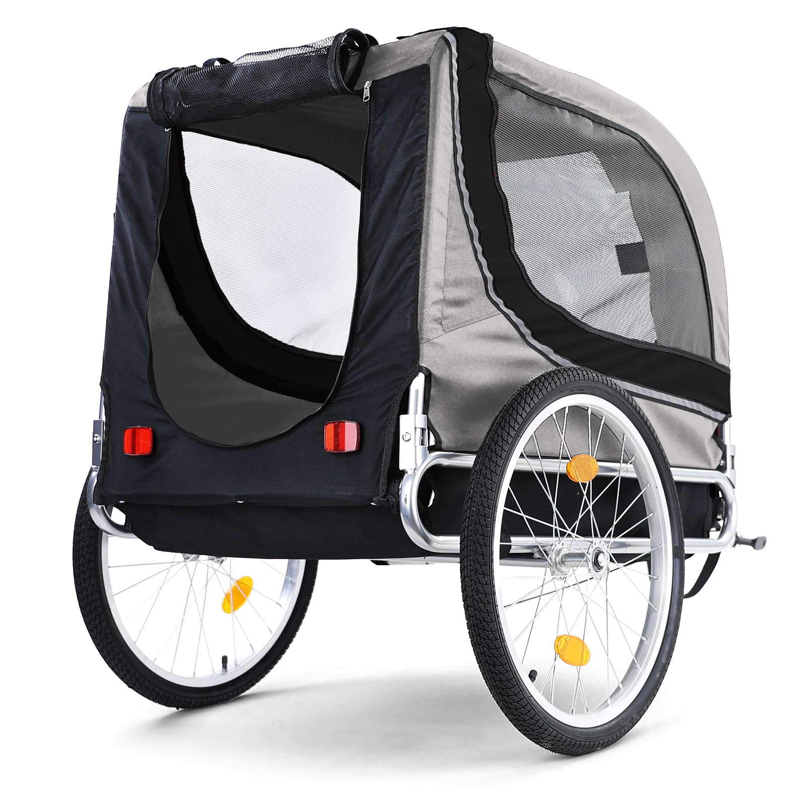 Fietskar hondenkar opvouwbaar voor huisdieren grijs zwart tot 40 kg