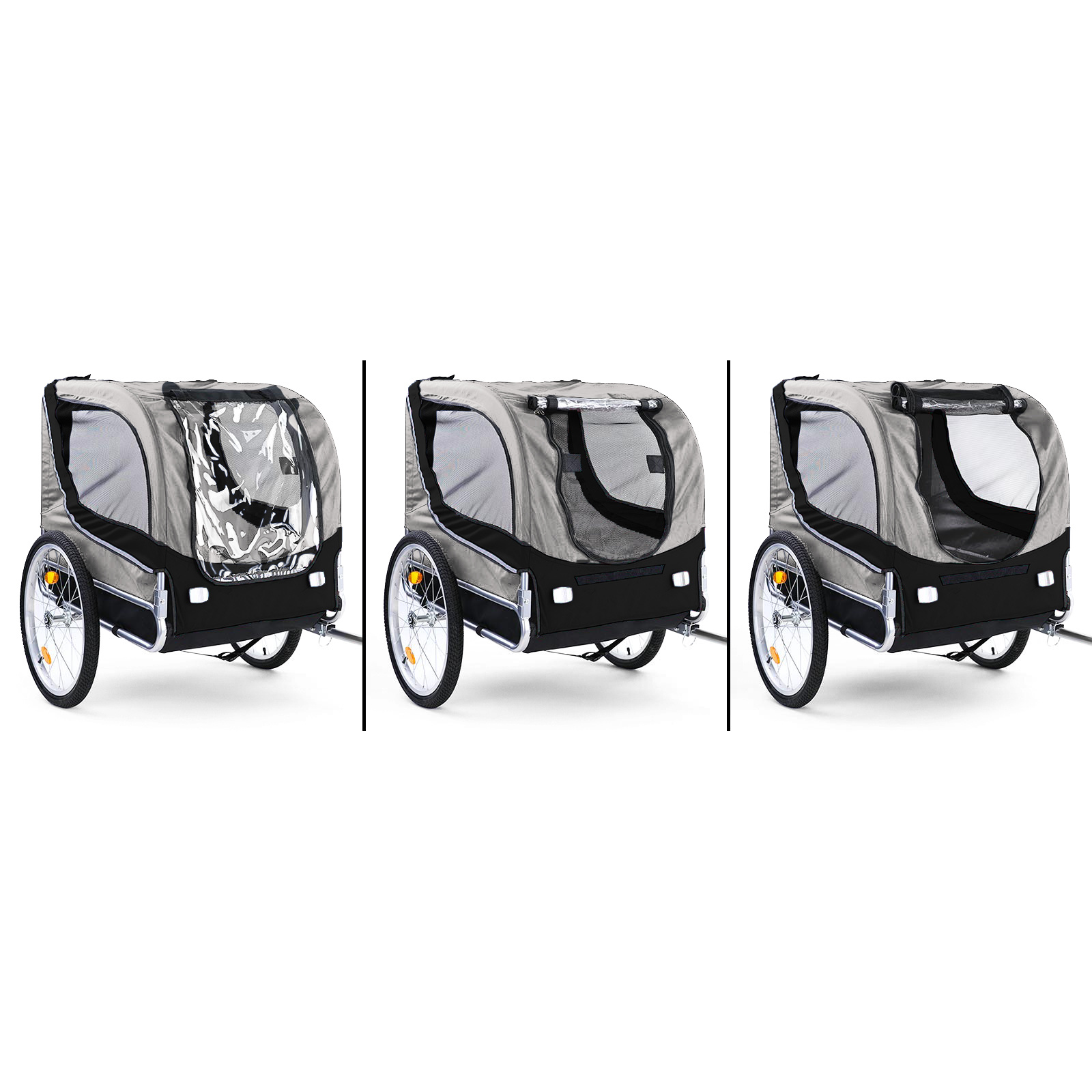 Fietskar hondenkar opvouwbaar voor huisdieren grijs zwart tot 40 kg