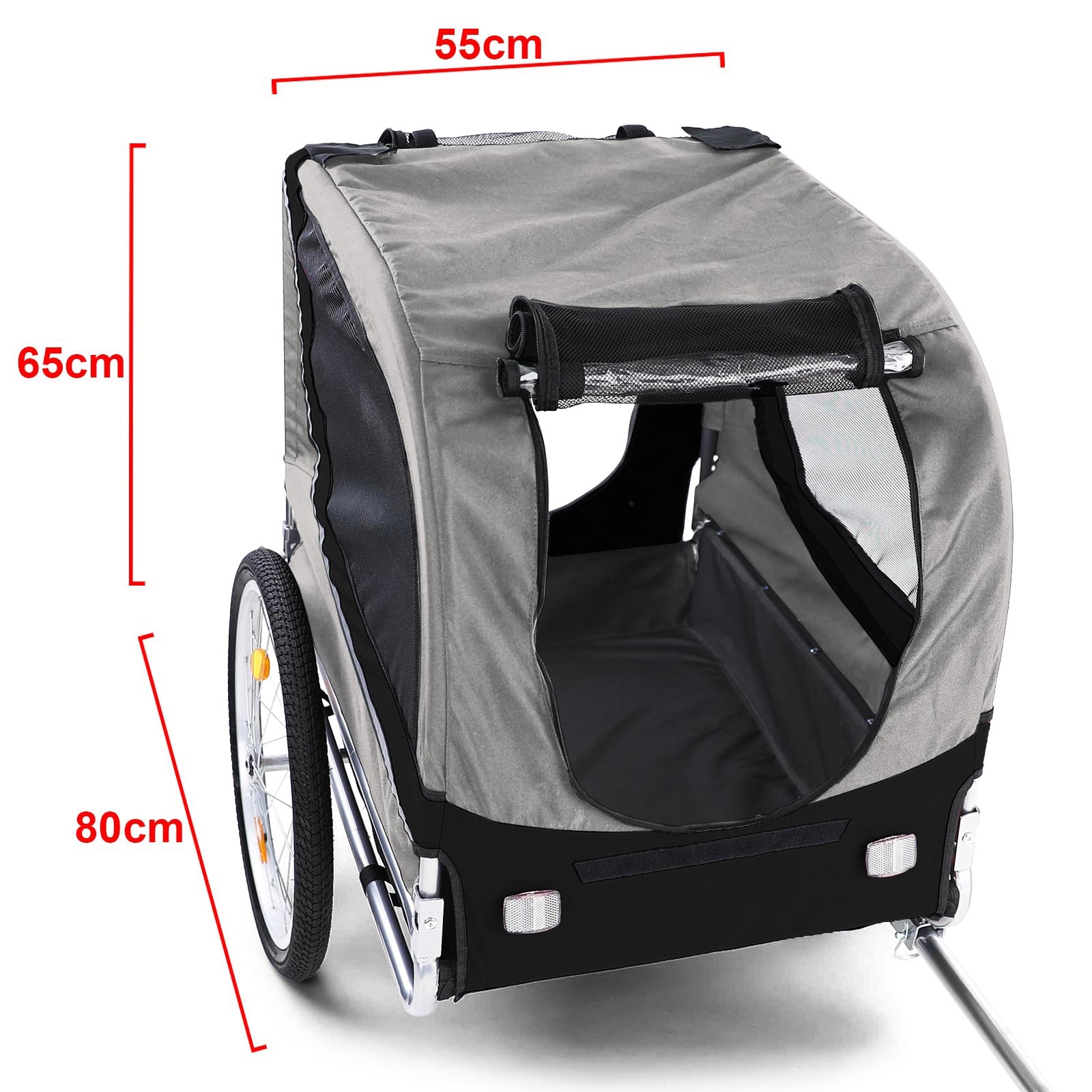 Fietskar hondenkar opvouwbaar voor huisdieren grijs zwart tot 40 kg