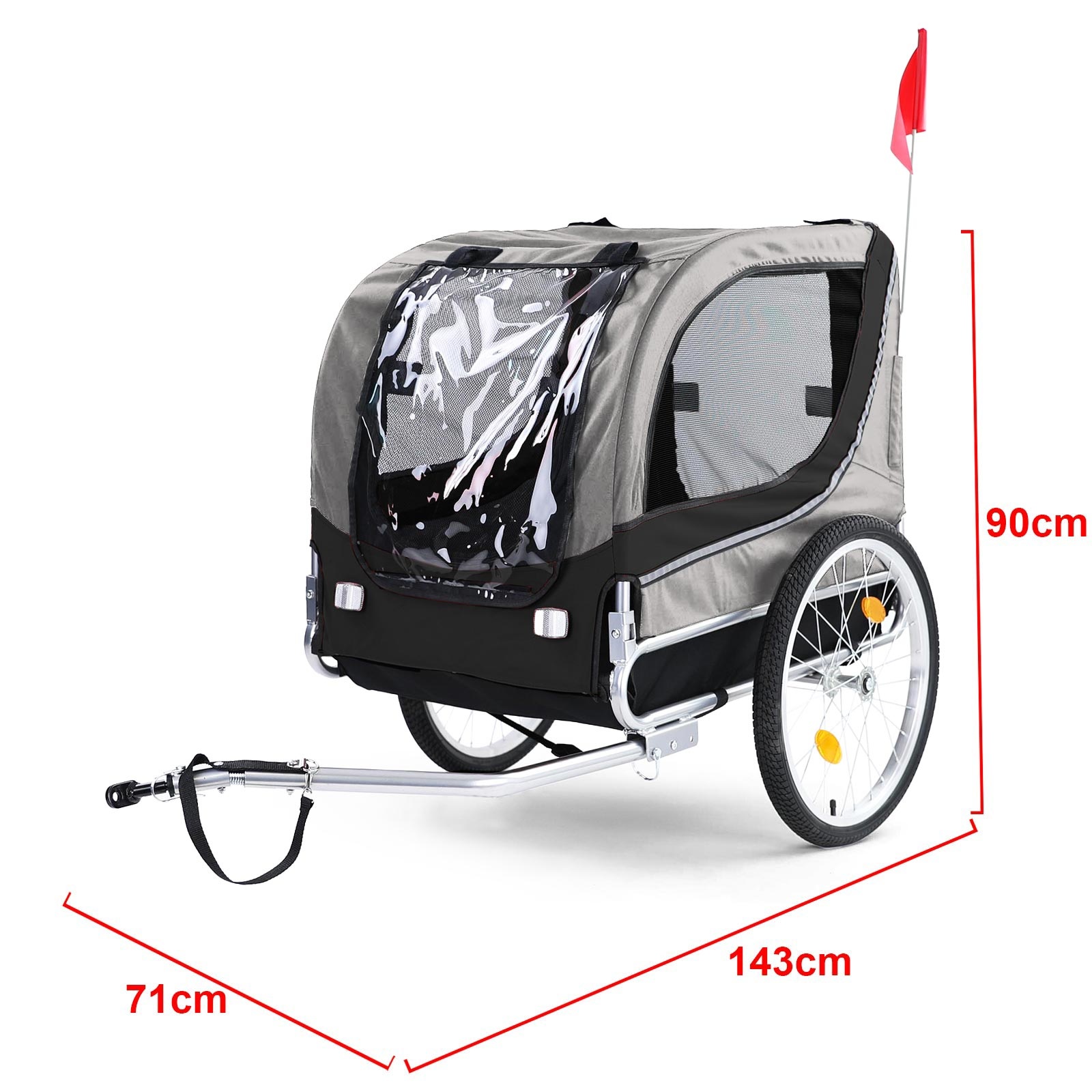 Fietskar hondenkar opvouwbaar voor huisdieren grijs zwart tot 40 kg