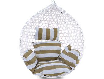Kussen voor hangstoel incl. rugdeel 2-delig stijl bruin wit gestreept