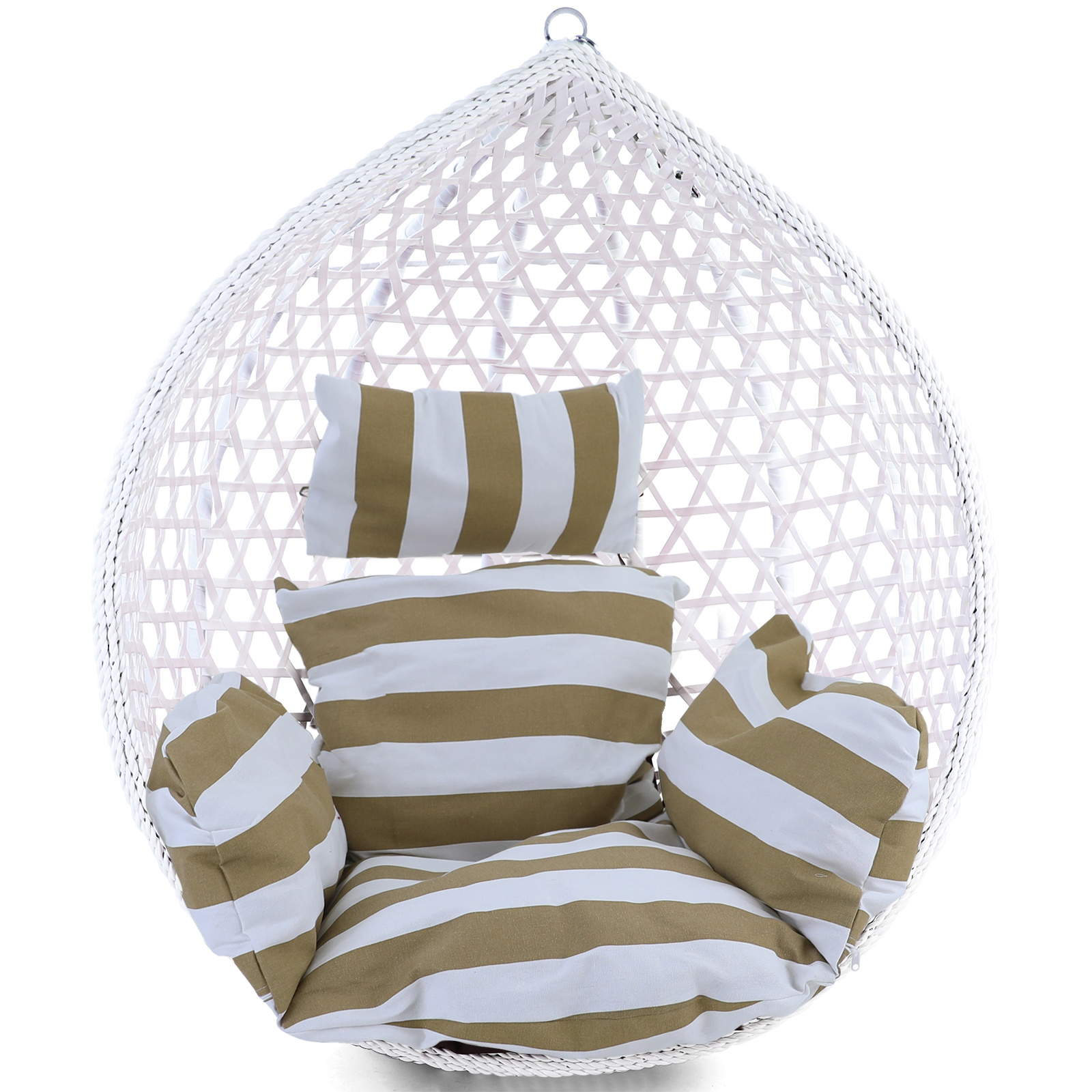 Kussen voor hangstoel incl. rugdeel 2-delig stijl bruin wit gestreept