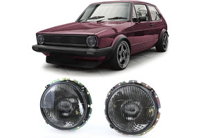 Koplampen zwart smoke paar passend voor VW Golf 1 + Cabrio 74-83
