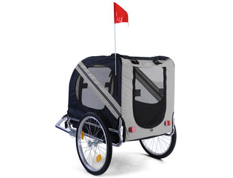 Fietskar hondenkar opvouwbaar voor huisdieren tot 40 kg grijs zwart