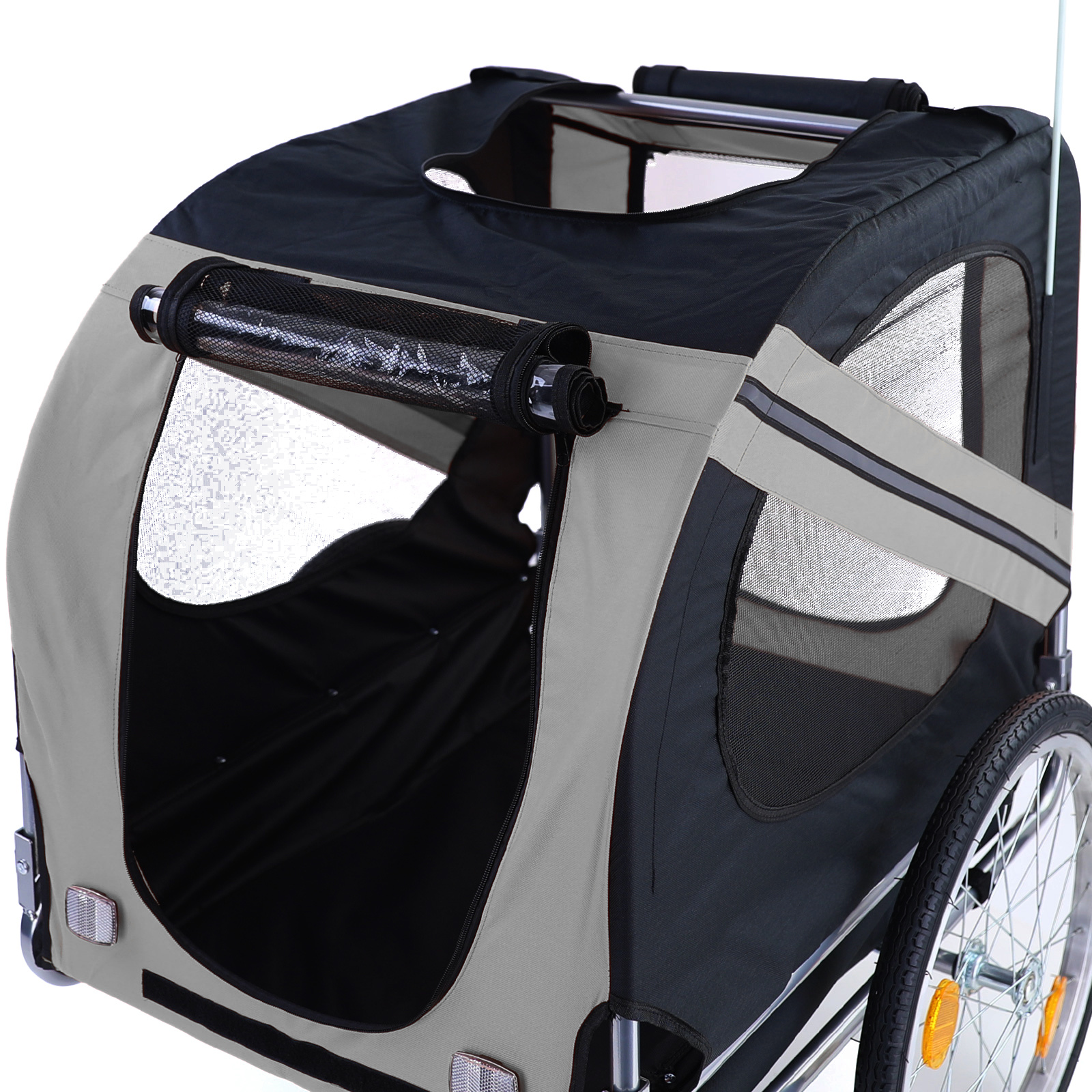 Fietskar hondenkar opvouwbaar voor huisdieren tot 40 kg grijs zwart