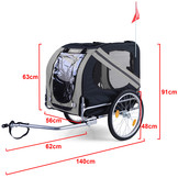 Fietskar hondenkar opvouwbaar voor huisdieren tot 40 kg grijs zwart