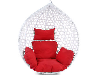 Kussen voor hangstoelmand incl. rugdeel 2-delige set stijl rood