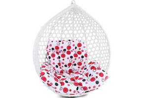 Kussen voor hangstoel incl. rugdeel 2-delig leuk rood zwart wit gestipt