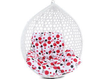 Kussen voor hangstoel incl. rugdeel 2-delig leuk rood zwart wit gestipt