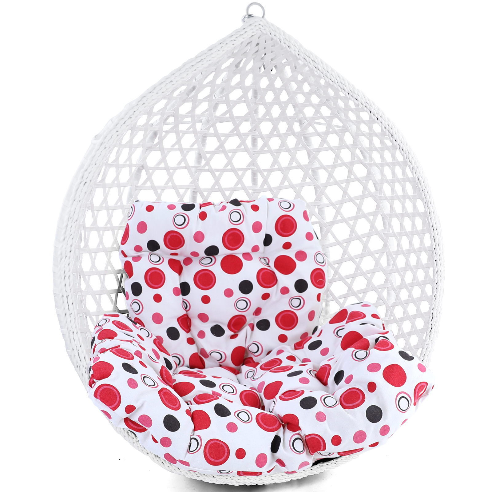 Kussen voor hangstoel incl. rugdeel 2-delig leuk rood zwart wit gestipt