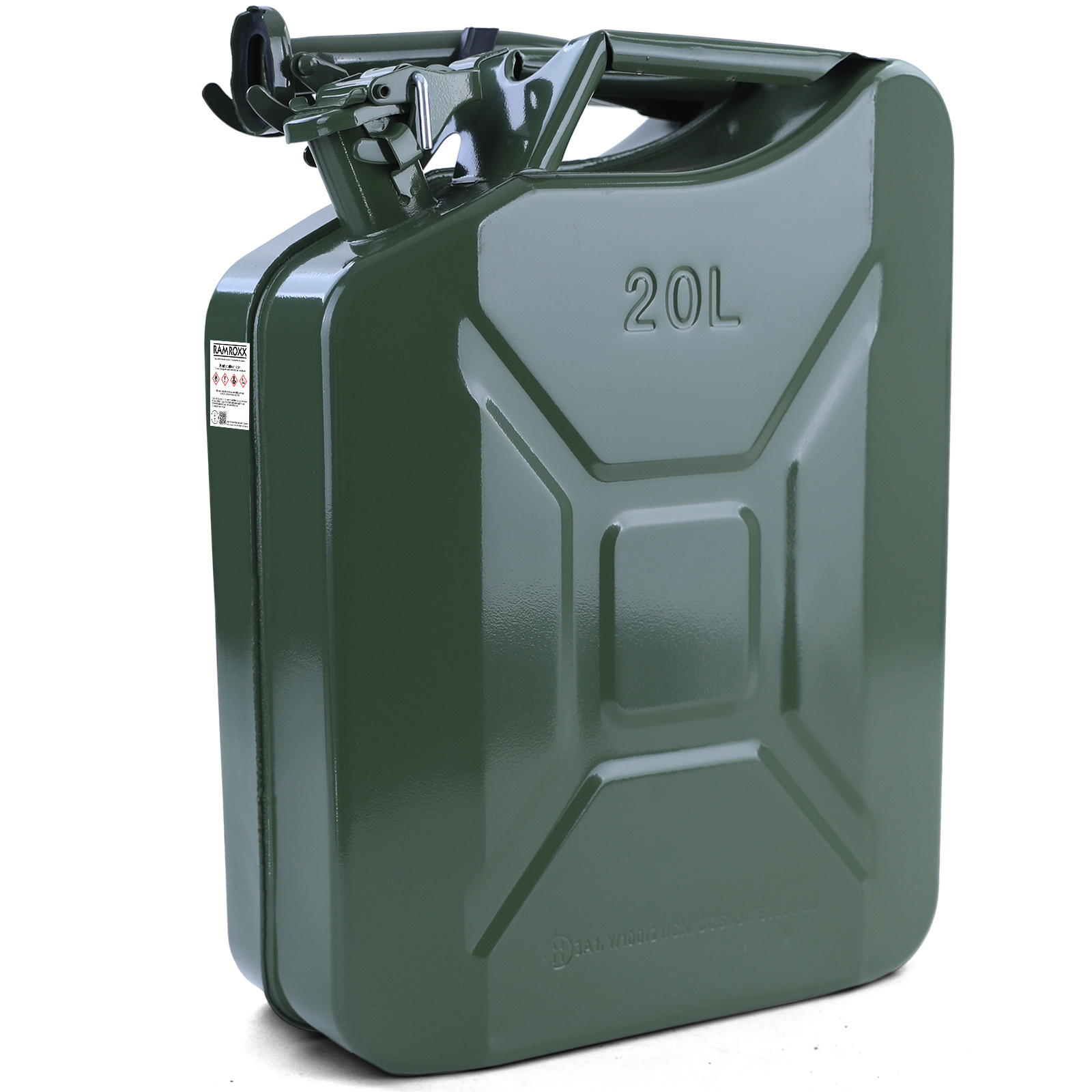 20L metalen jerrycan benzine diesel reserve met vulhals Groen