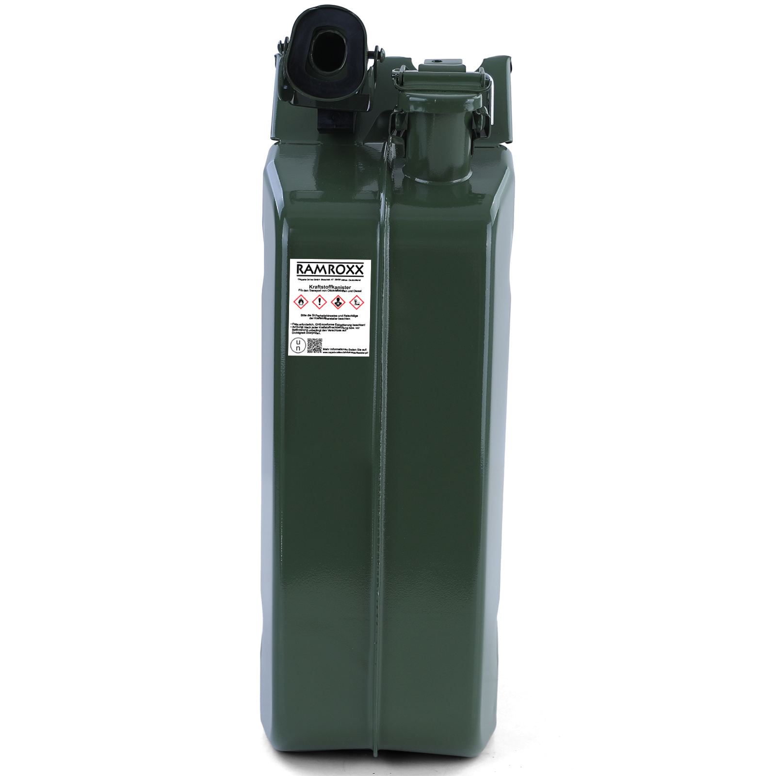 20L metalen jerrycan benzine diesel reserve met vulhals Groen