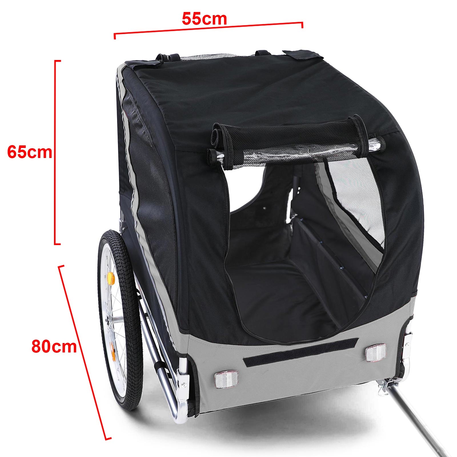 Fietskar hondenkar opvouwbaar voor huisdieren grijs zwart tot 40 kg